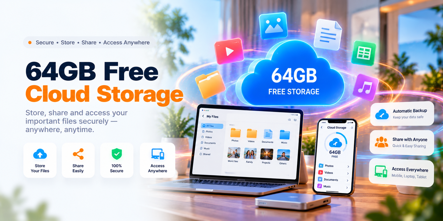 64GB Free Cloud Storage